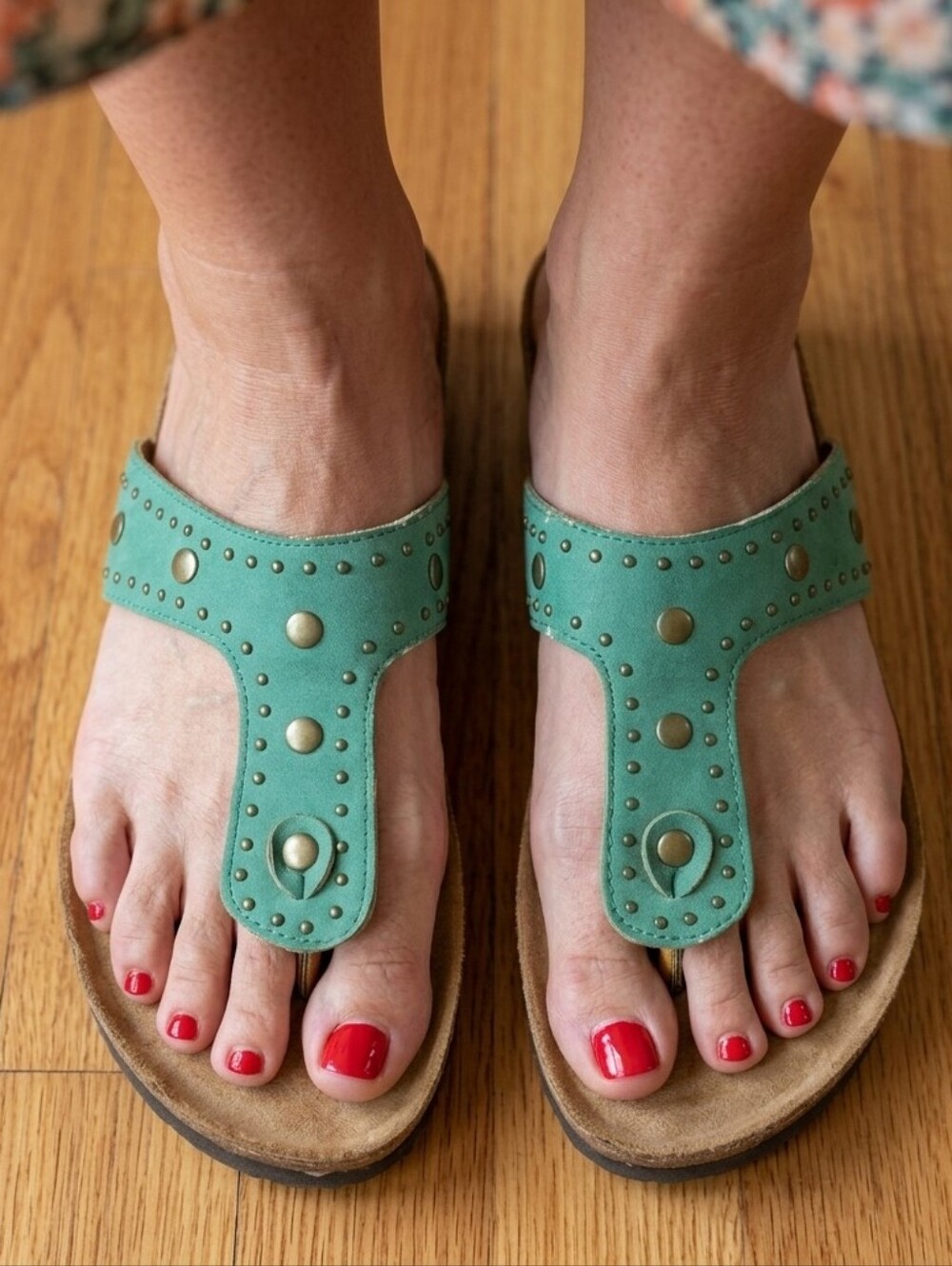 Rialto Brielle Studded Cork Wedge Studded Sandals Size 10